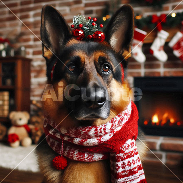 0002 Christmas Scarf German Shepherd