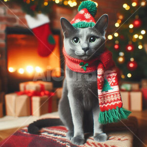 0005 Christmas Cat: Russian Blue