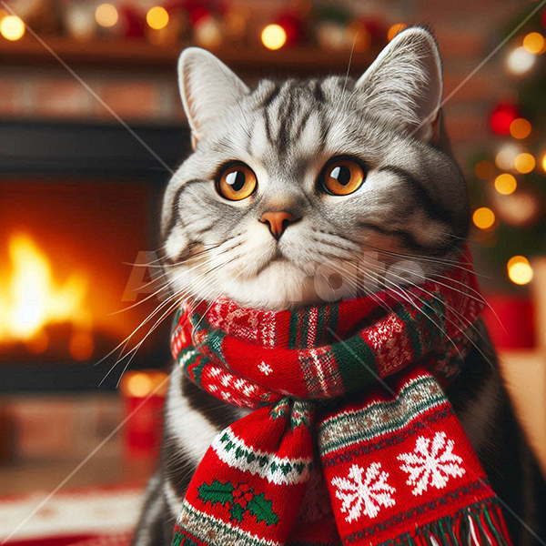 0012 Christmas Cat - American Shorthair