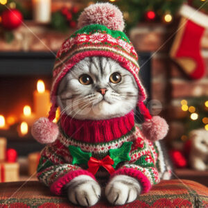0014 Christmas Sweater Cat - American Shorthair