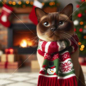 0015 Christmas Cat - Burmese