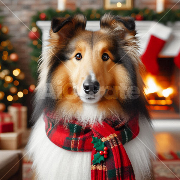 0035 Christmas Rough Collie