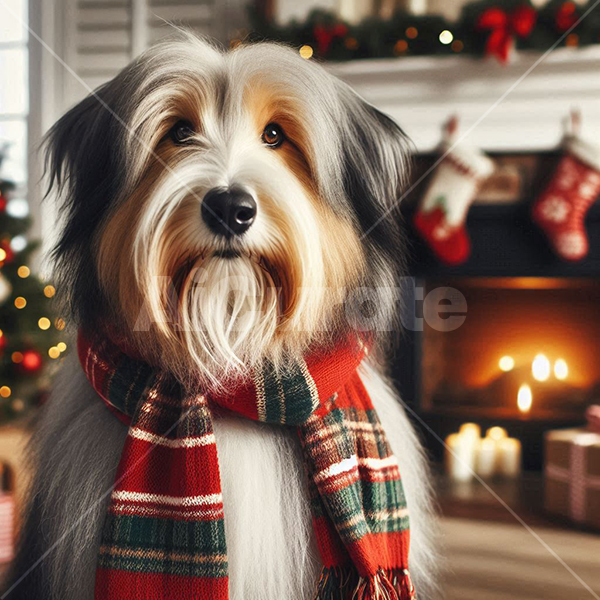 0037 Christmas Bearded Collie