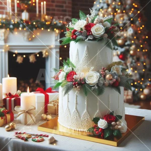0146 Christmas Wedding Cake